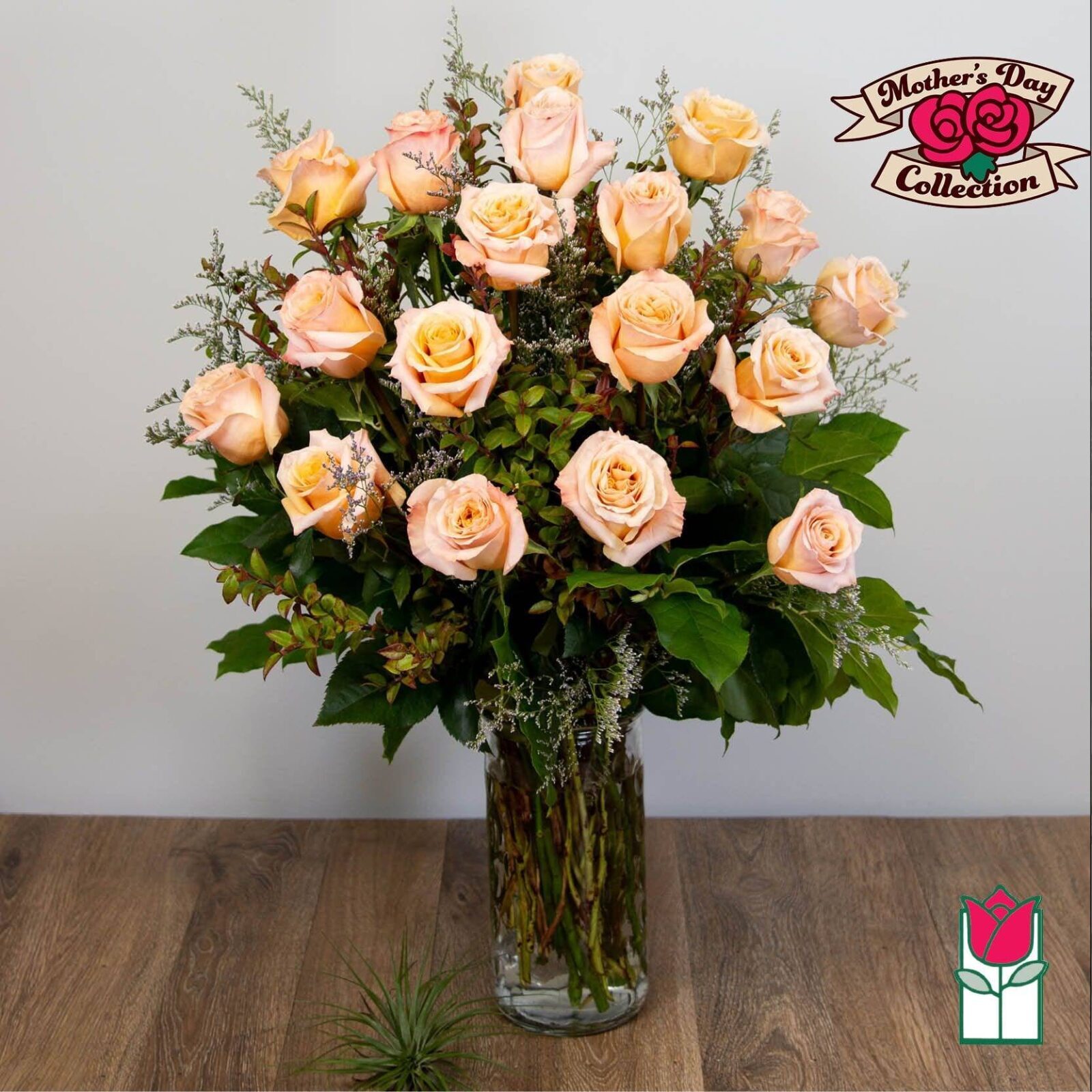 Beretania's 1.5 Dozen Extra Long Stem Peach Rose Bouquet (Standard)
