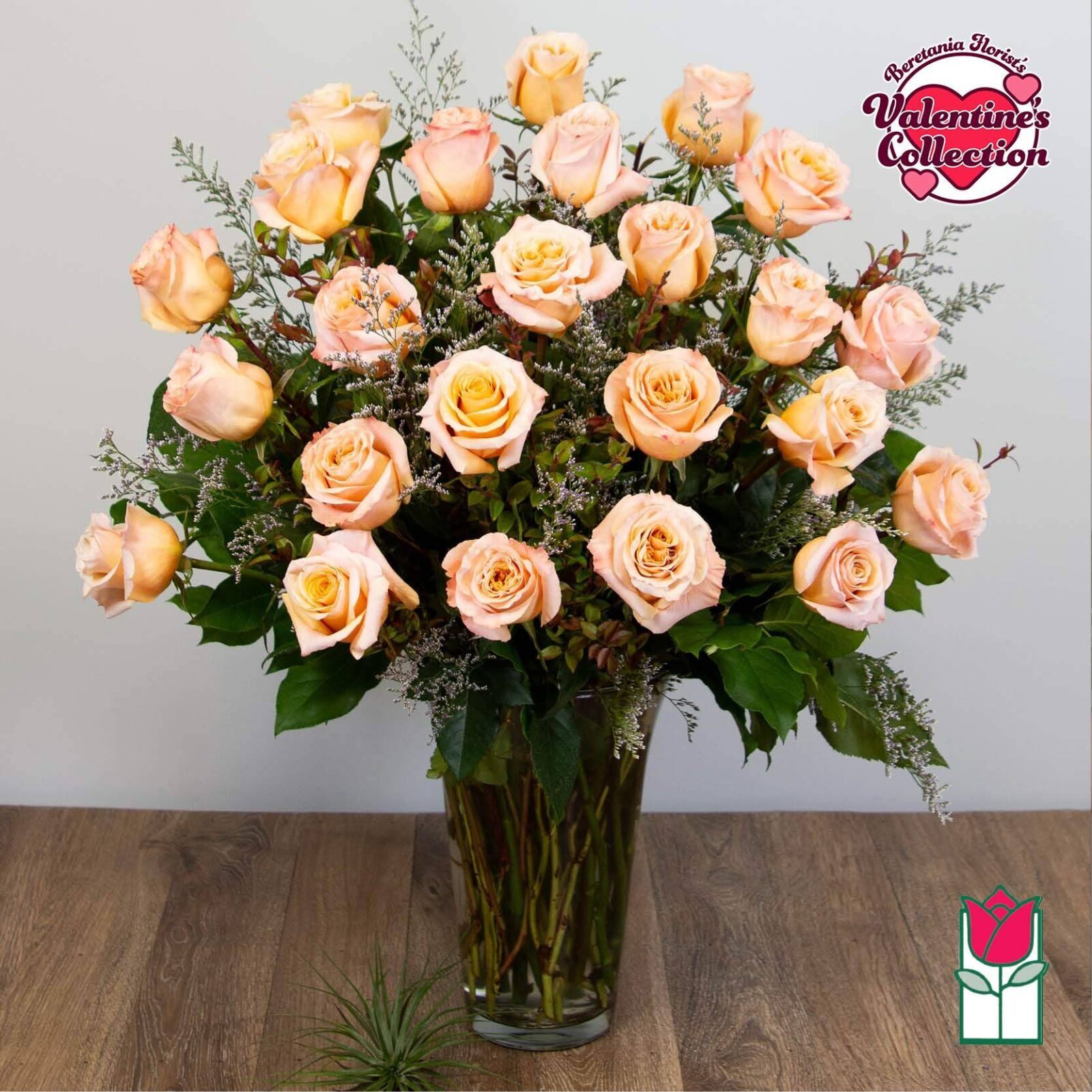Beretania's 2 Dozen Peach Rose Bouquet [Early Bird Special] (Standard)