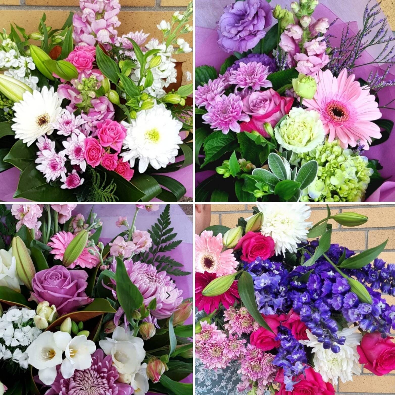 Florist Choice Pinks, Purples, Whites Handtied Bouquet (Medium)