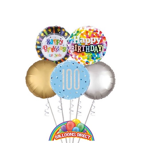 Gents 100th Birthday Balloon Bouquet (3 Balloon Bouquet)