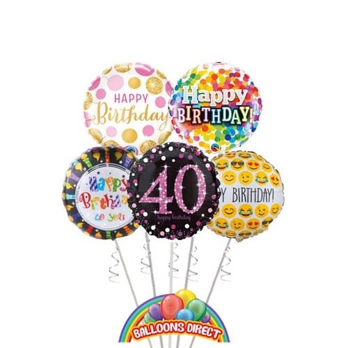 Ladies 40th Birthday Balloon Bouquet (3 Balloon Bouquet)