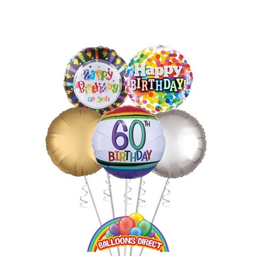 Gents 60th Birthday Balloon Bouquet (3 Balloon Bouquet)