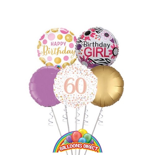 Ladies 60th Birthday Balloon Bouquet (3 Balloon Bouquet)