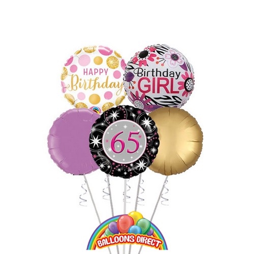 Ladies 65th Birthday Balloon Bouquet (3 Balloon Bouquet)