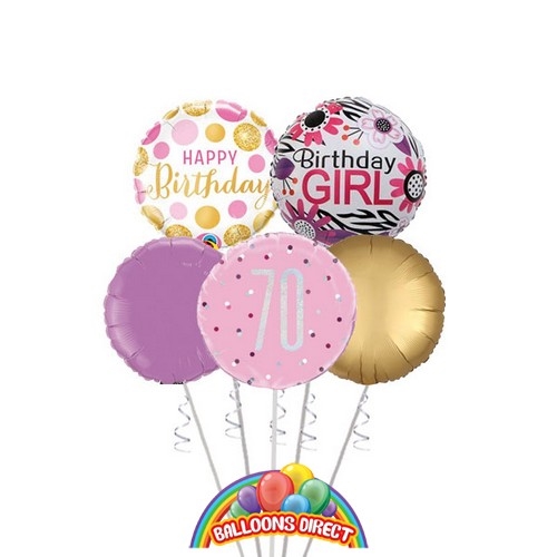 Ladies 70th Birthday Balloon Bouquet (3 Balloon Bouquet)