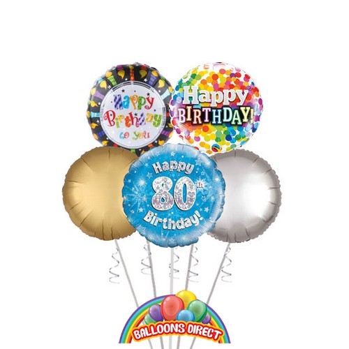 Gents 80th Birthday Balloon Bouquet (3 Balloon Bouquet)