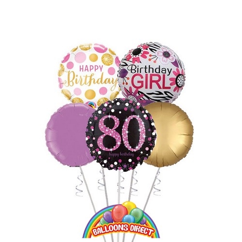 Ladies 80th Birthday Balloon Bouquet (3 Balloon Bouquet)