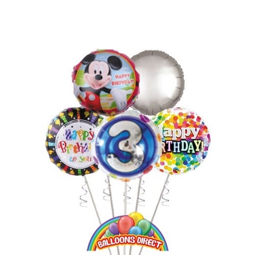 Boys Age 3 Birthday Balloon Bouquet (3 Balloon Bouquet)