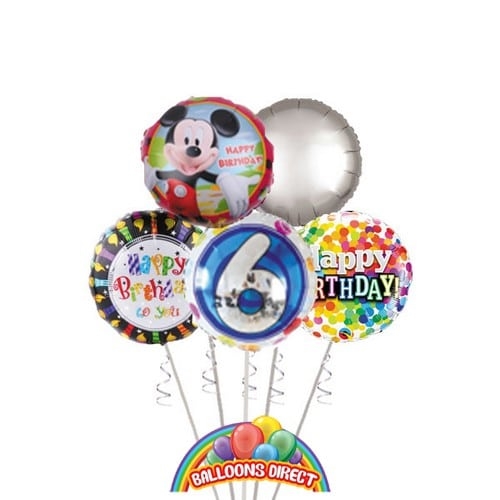 Boys Age 6 Birthday Balloon Bouquet (3 Balloon Bouquet)