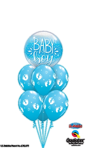 Baby Boy Footprints Bubble Bouquet
