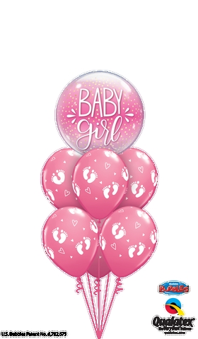 Baby Girl Footprints Bubble Bouquet