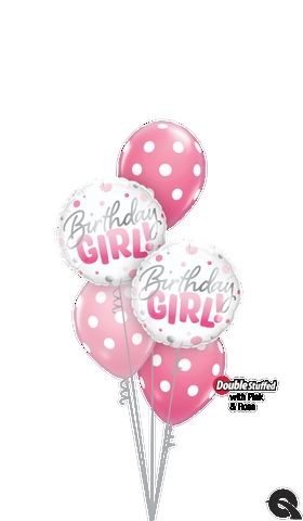 Birthday Girl Soft Pink Spots Balloon Bouquet