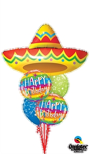 Fiesta Happy Birthday Sombrero Balloon Bouquet