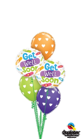 Get Well Soon Band Aid Hearts Balloon Bouquet