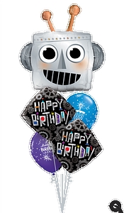 Happy Birthday Robot Balloon Bouquet