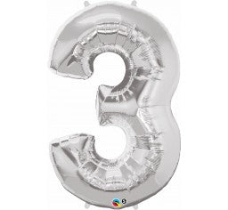 Number 3 Silver Megaloon (86cm)