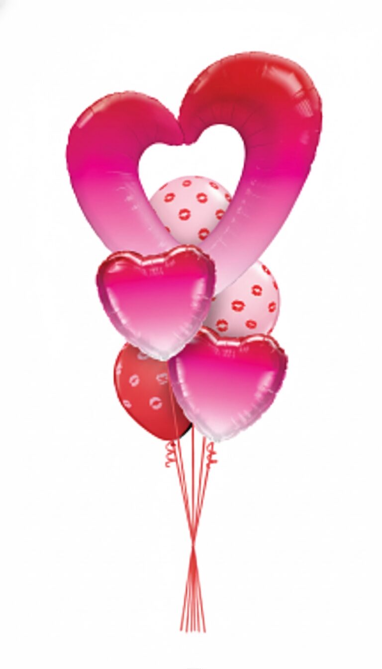 Ombre Heart with Kisses Balloon Bouquet