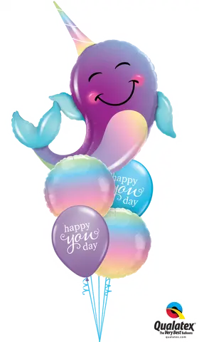 Narwahal Pastel Balloon Bouquet