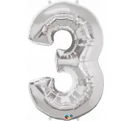 Number 3 Silver Megaloon (86cm)