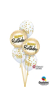 Gold Happy Birthday Spots Balloon Bouquet