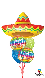 Fiesta Happy Birthday Sombrero Balloon Bouquet