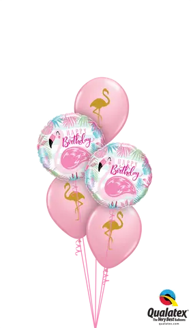 Pink Flamingos Happy Birthday Balloon Bouquet