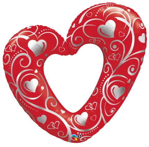 Red Filigree Heart Shape Foil Balloon