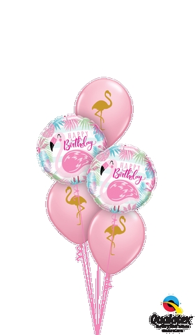 Pink Flamingos Happy Birthday Balloon Bouquet