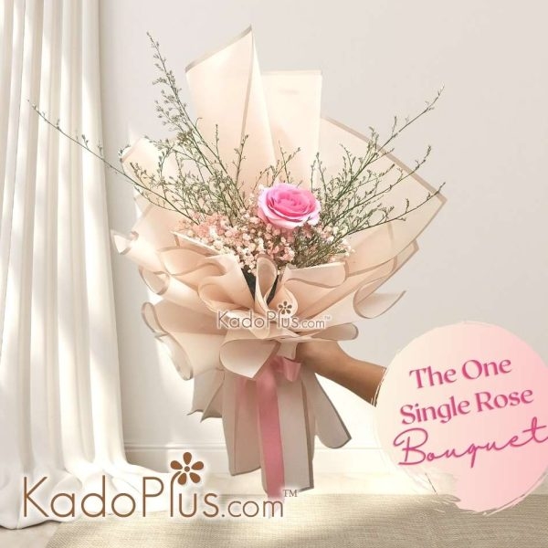 Single Pink Roses Bouquet