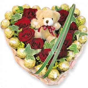 Heartful Roses & Teddy Bear