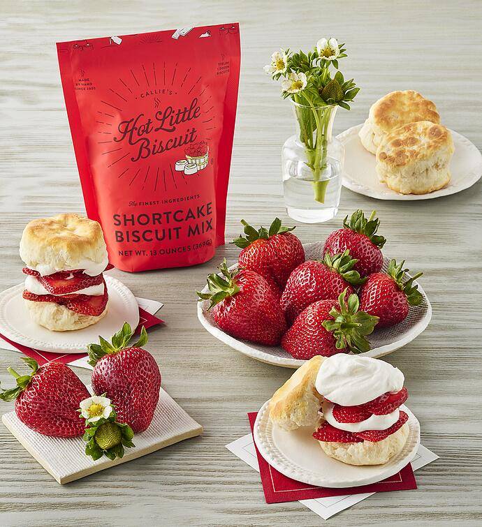 Giant Strawberries with Callies Hot Little Biscuit Shortcake Biscuit Mix