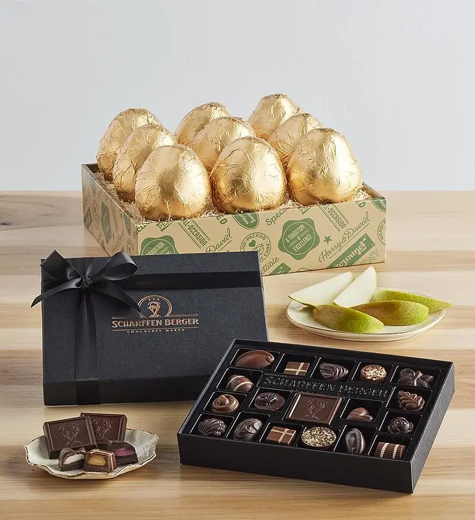 Royal Riviera® Gold Pear Gift with Scharffen Berger® Chocolatier's Collection