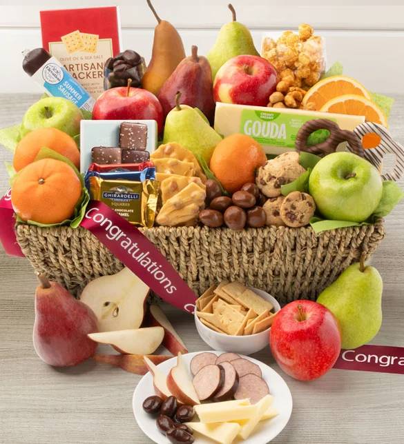 Congrats Fruit & Sweets Gift Basket Grande