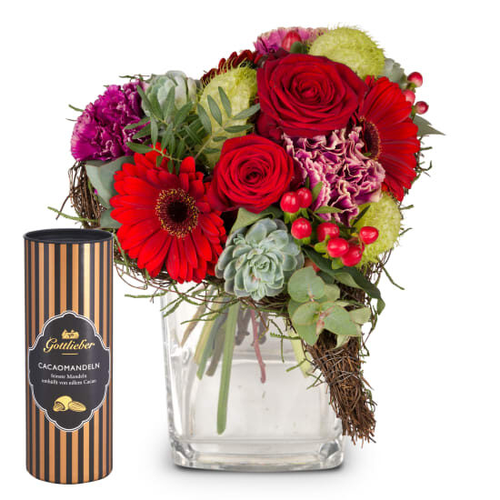 Flower bouquet Only for You with Gottlieber cocoa almonds (Minimum)