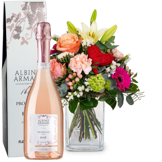 Mother's Day Bouquet with Prosecco Rose Albino Armani DOC (Minimum)