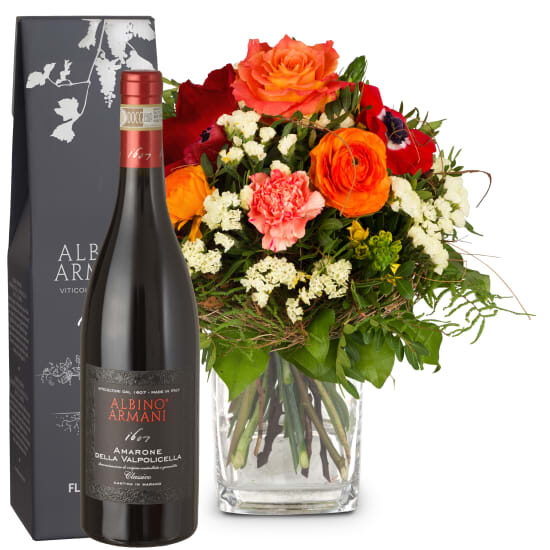Flower bouquet «Spring Surprise» with Amarone Albino Armani DOCG (Minimum)