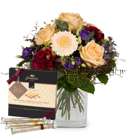 Colorful flower dream with Gottlieber Huppen and hanging gift tag Thank You (Minimum)