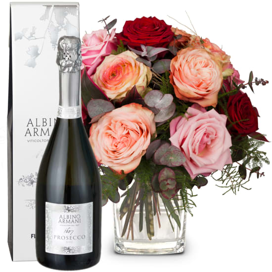 Romantic Roses with Prosecco Albino Armani DOC (Minimum)