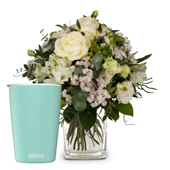 Natural Magic of Blossoms with SIGG travel mug NESO Cup Pure Ceram Glacier 0.3L (Minimum)