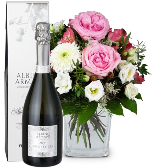 Flower bouquet "Delicate Winter Romance" with Prosecco Albino Armani DOC (Minimum)
