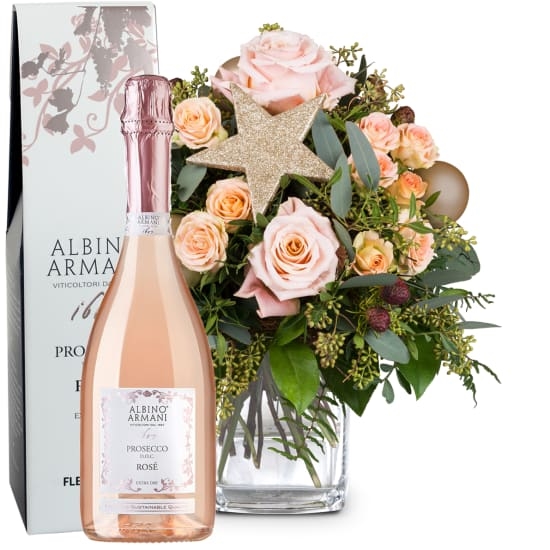 Flower bouquet "Sparkling Moments" with Prosecco RoseAlbino Armani DOC (Minimum)