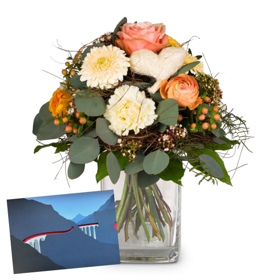 Flower bouquet In my heart with a gift voucher from the Rhaetian Railway (Minimum)