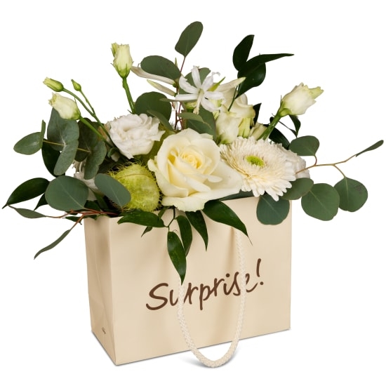 Flower bag «Surprise!» - in stylish white