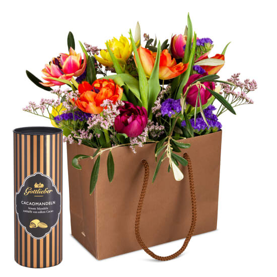Flower bag «Pure spring» with Gottlieber cocoa almonds