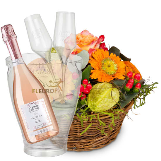 Flower arrangement «Pure Spring» with Prosecco Rose Albino Armani DOC (Minimum)