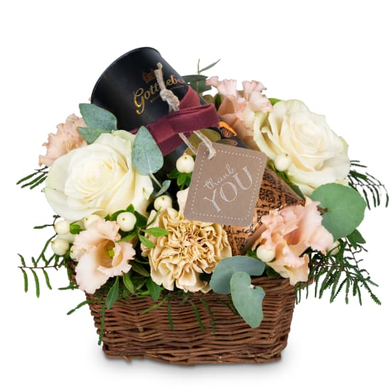 Excellence with Gottlieber cocoa almonds and hanging gift tag Â«Thank YouÂ» (Minimum)