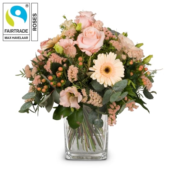 Delicate Seasonal Bouquet with Fairtrade Max Havelaar-Roses (Minimum)