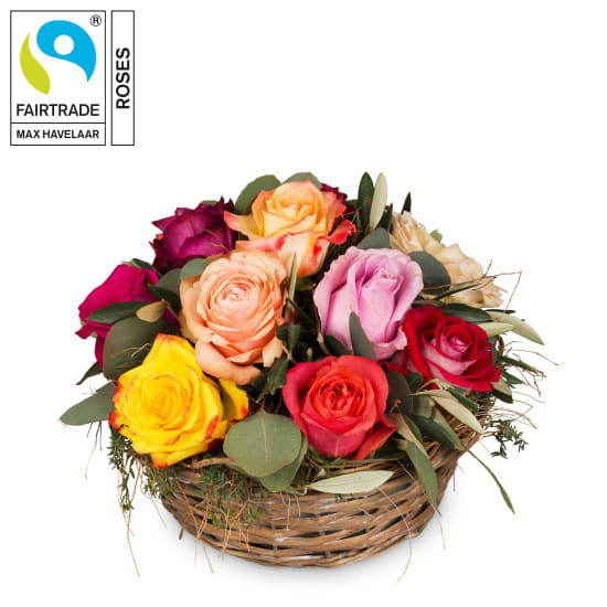 A Basket Full of Fairtrade Max Havelaar-Roses (Minimum)