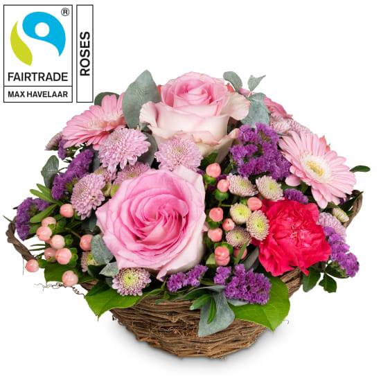 Flower arrangement «Lovely Surprise» with Fairtrade Max Havelaar-Roses (Minimum)
