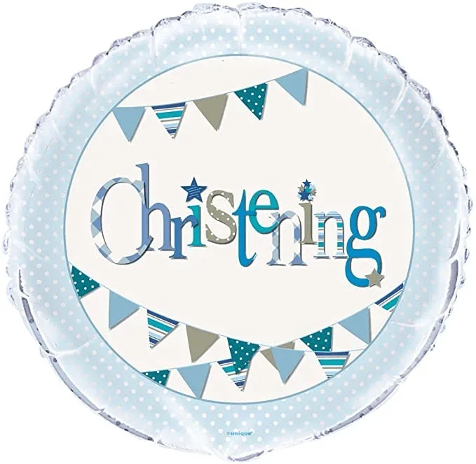 blue Christening Bunting Balloon - 18" Foil
